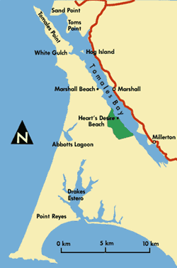 Map of Tomales Bay area